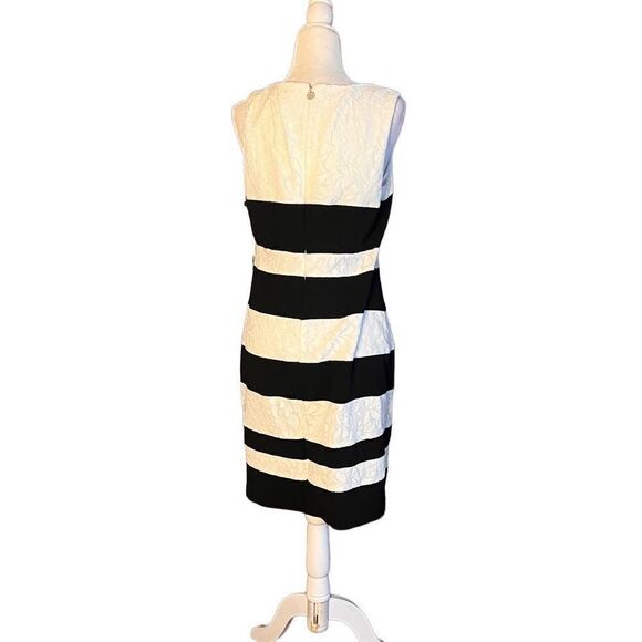 NWT Tommy Hilfiger black and white striped lace dress size 12 - Picture 2 of 5